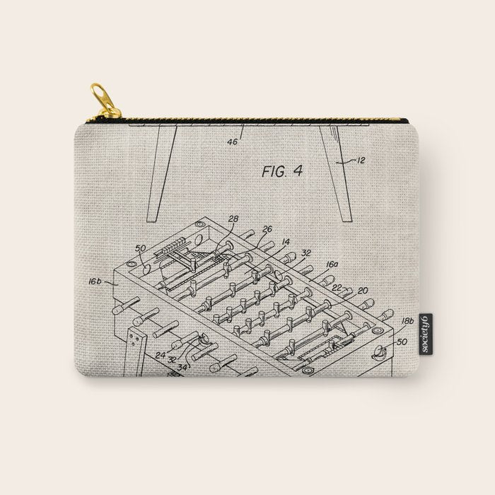 Foosball Table Patent - Foosball Player Game Room Art - Antique Carry All Pouch Gallery Image 1