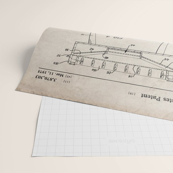 Foosball Table Patent - Foosball Player Game Room Art - Antique Wrapping Paper Gallery Image 2