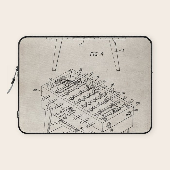 Foosball Table Patent - Foosball Player Game Room Art - Antique Laptop Sleeve Gallery Image 1