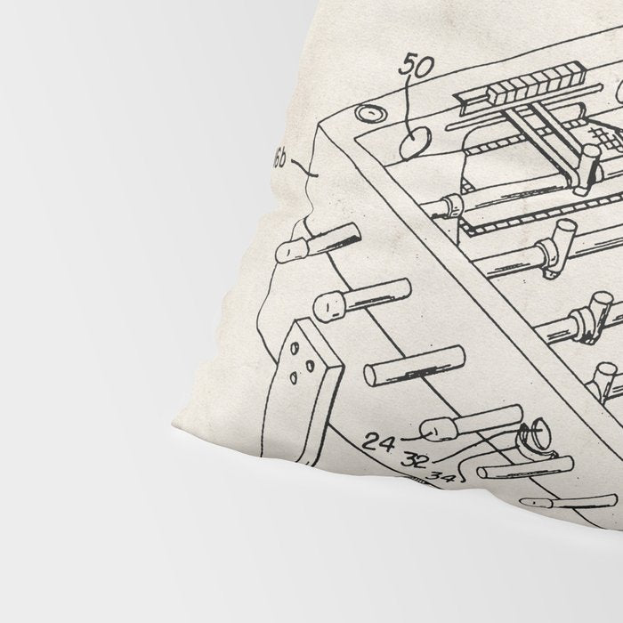 Foosball Table Patent - Foosball Player Game Room Art - Antique Pillow Sham Gallery Image 4