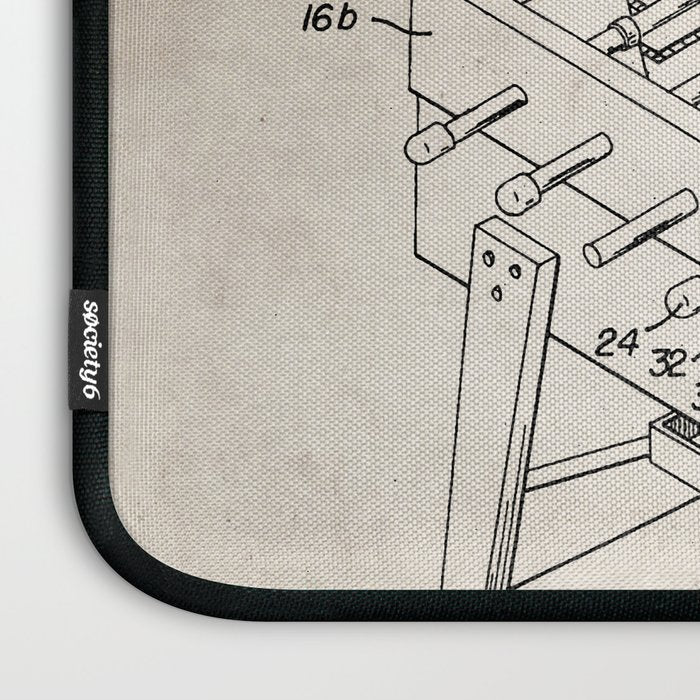 Foosball Table Patent - Foosball Player Game Room Art - Antique Laptop Sleeve Gallery Image 3