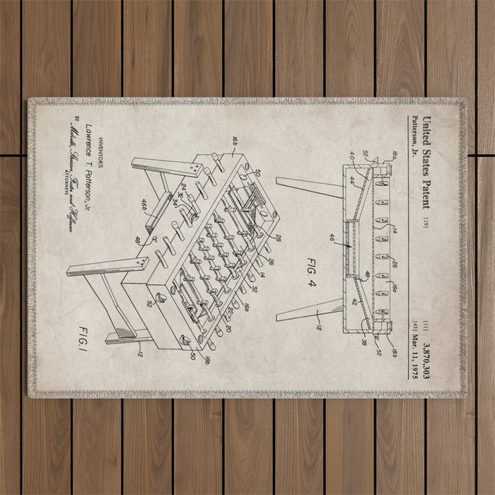 Foosball Table Patent - Foosball Player Game Room Art - Antique Outdoor Rug Gallery Image 1