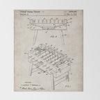 Foosball Table Patent - Foosball Player Game Room Art - Antique Throw Blanket Gallery Image 2