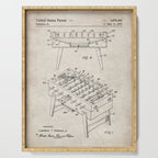 Foosball Table Patent - Foosball Player Game Room Art - Antique Serving Tray Gallery Image 1
