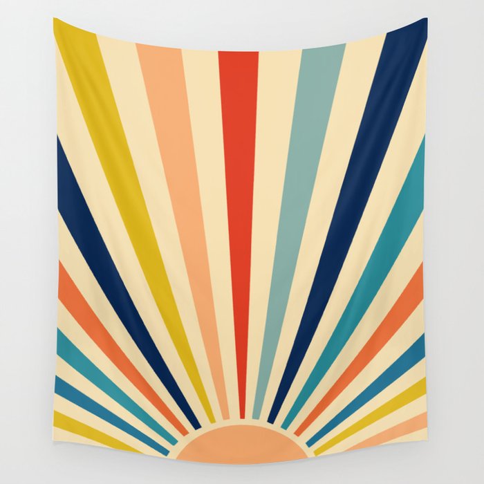 60s retro sun  Wall Tapestry Gallery Image 1