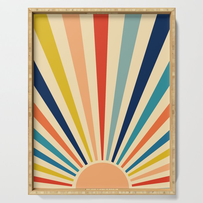 60s retro sun  Serving Tray Gallery Image 1
