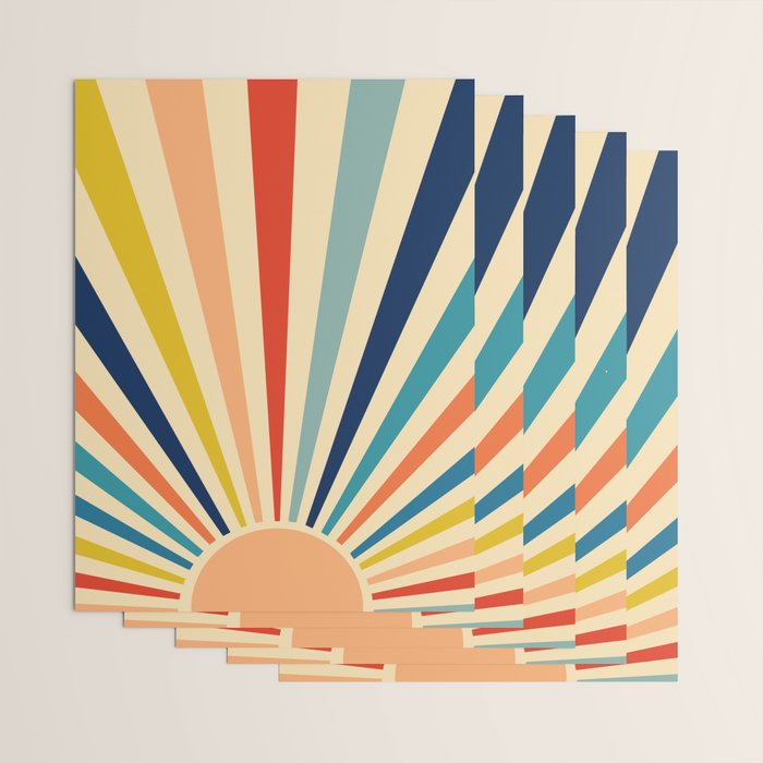 60s retro sun  Wrapping Paper Gallery Image 3