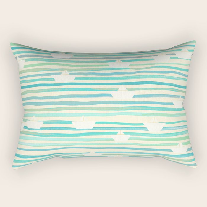 Whimsical Paper Boats Rectangular Pillow Gallery Image 1
