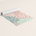 Festive, Abstract Floral Prints, Coral and Green Yoga Mat Gallery Image 2
