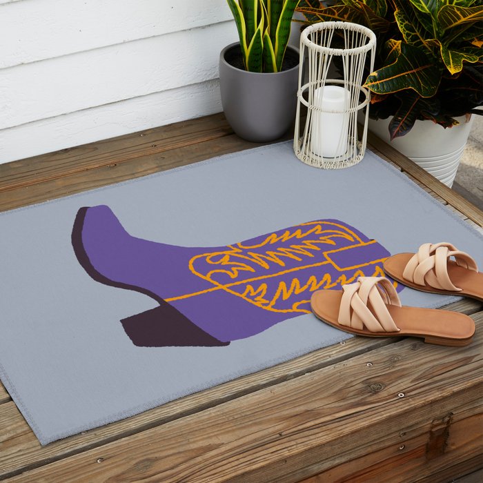 Purple Cowgirl Boot Outdoor Rug Gallery Image 2