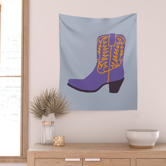 Purple Cowgirl Boot Wall Tapestry Gallery Image 2
