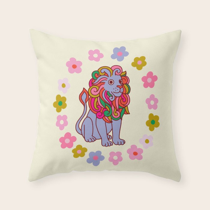 Blue Lion Throw Pillow Gallery Image 1
