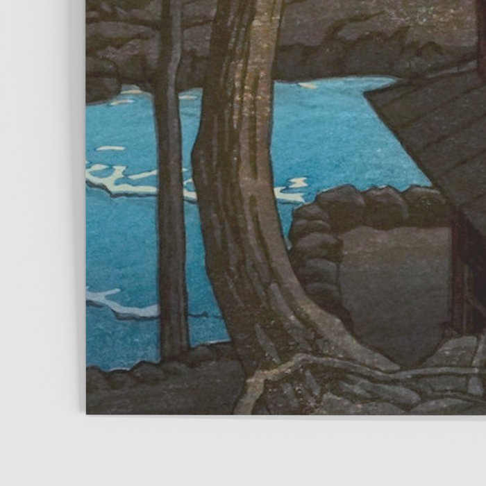 Hasui Moon Over Izura Ibaraki Antique Japanese Woodblock Print  Poster Gallery Image 3