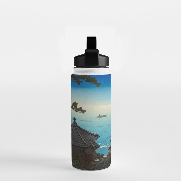 Hasui Moon Over Izura Ibaraki Antique Japanese Woodblock Print  Water Bottle Gallery Image 2