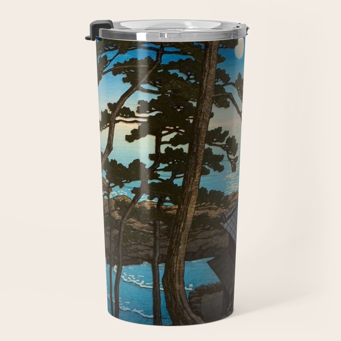 Hasui Moon Over Izura Ibaraki Antique Japanese Woodblock Print  Travel Mug Gallery Image 3