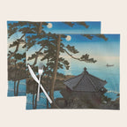 Hasui Moon Over Izura Ibaraki Antique Japanese Woodblock Print  Placemat Gallery Image 1