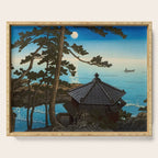 Hasui Moon Over Izura Ibaraki Antique Japanese Woodblock Print  Serving Tray Gallery Image 1
