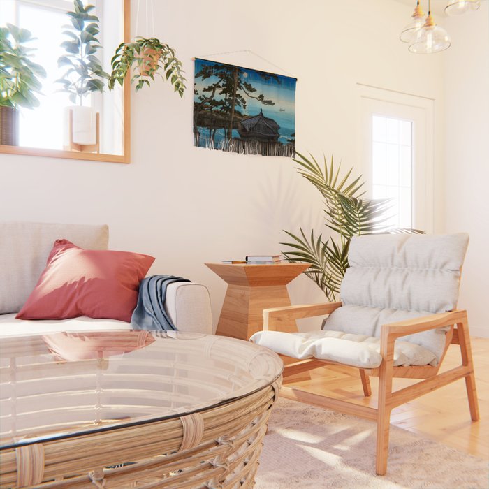 Hasui Moon Over Izura Ibaraki Antique Japanese Woodblock Print  Wall Hanging Gallery Image 2