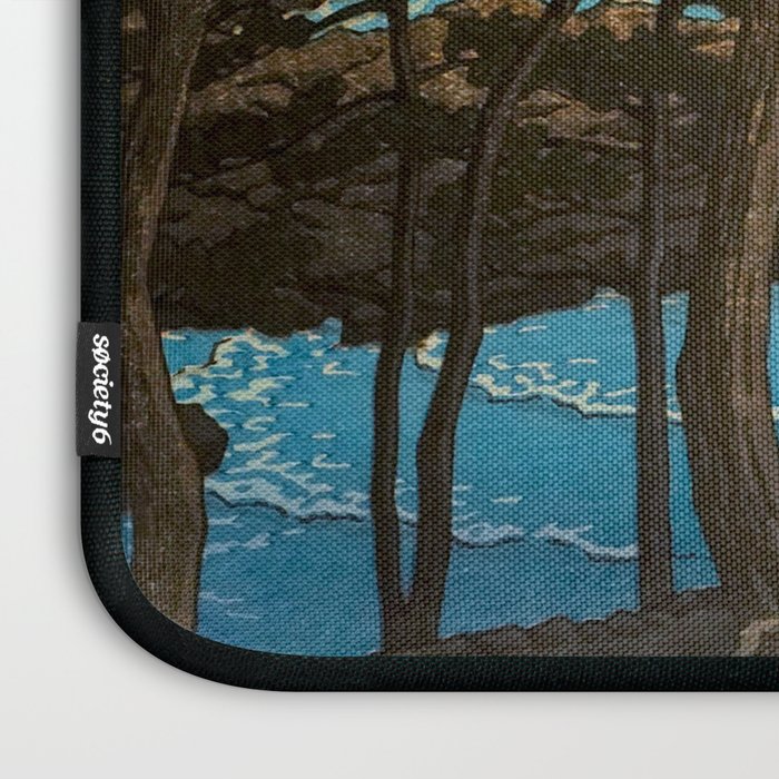 Hasui Moon Over Izura Ibaraki Antique Japanese Woodblock Print  Laptop Sleeve Gallery Image 3