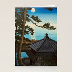 Hasui Moon Over Izura Ibaraki Antique Japanese Woodblock Print  Stationery Card Gallery Image 2