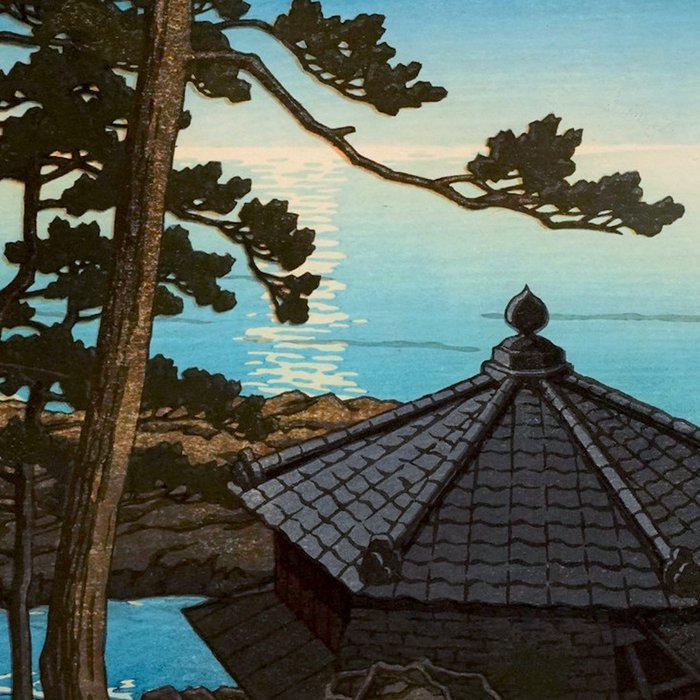 Hasui Moon Over Izura Ibaraki Antique Japanese Woodblock Print  Coffee Mug Gallery Image 2