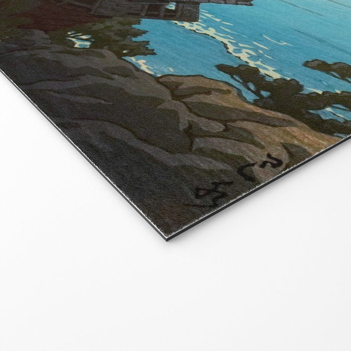 Hasui Moon Over Izura Ibaraki Antique Japanese Woodblock Print  Welcome Mat Gallery Image 2