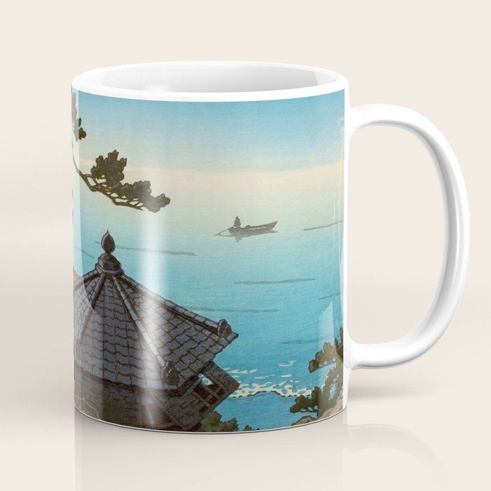 Hasui Moon Over Izura Ibaraki Antique Japanese Woodblock Print  Coffee Mug Gallery Image 1