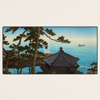 Hasui Moon Over Izura Ibaraki Antique Japanese Woodblock Print  Desk Mat Gallery Image 3