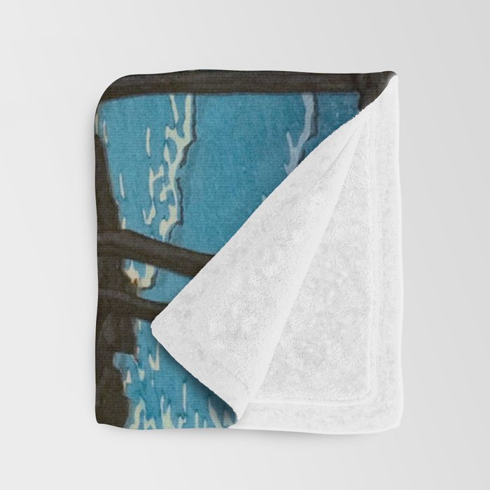 Hasui Moon Over Izura Ibaraki Antique Japanese Woodblock Print  Throw Blanket Gallery Image 3