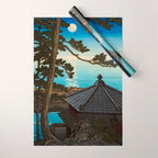 Hasui Moon Over Izura Ibaraki Antique Japanese Woodblock Print  Wrapping Paper Gallery Image 1