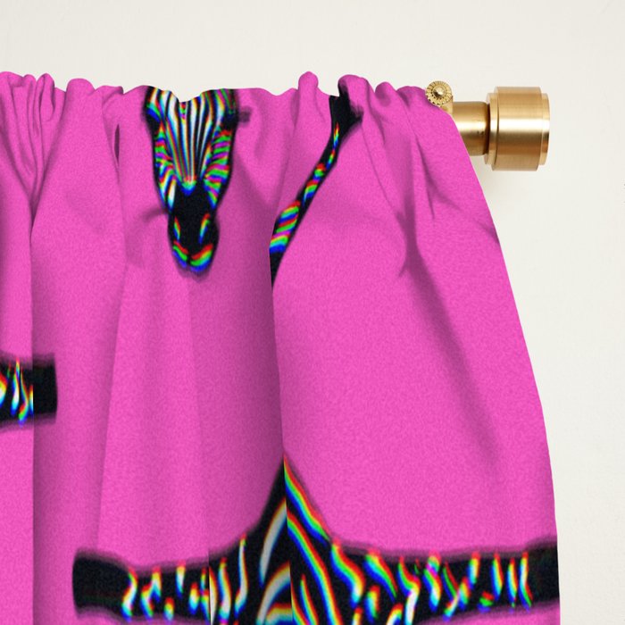 Modern abstract minimalistic zebras illustration in fuchsia pink background  Window Curtain Gallery Image 2