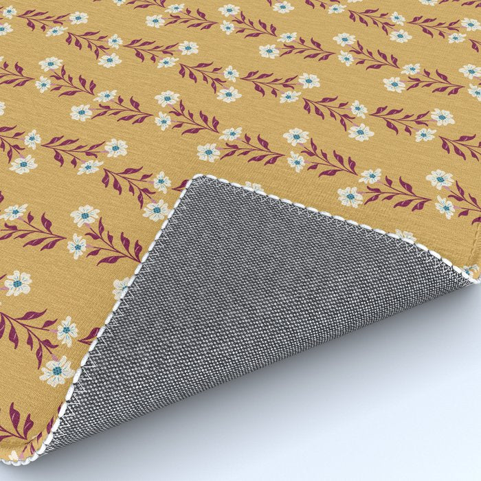Wild Flowers Vintage Botanical Floral Pattern Rug Gallery Image 4