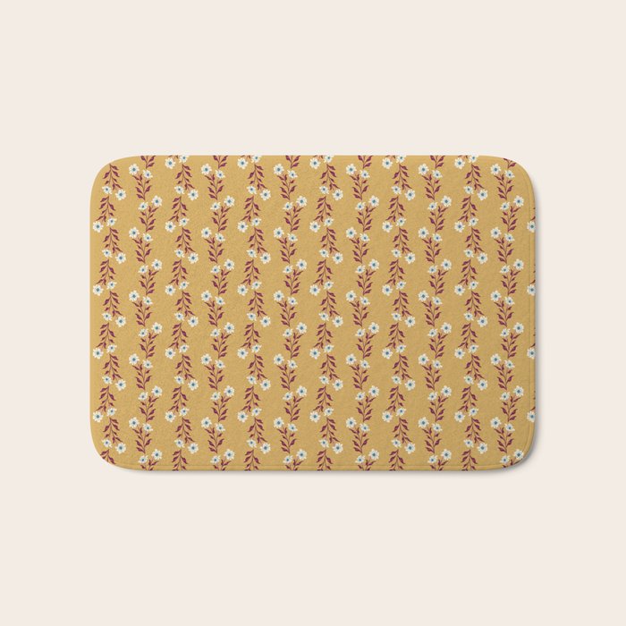 Wild Flowers Vintage Botanical Floral Pattern Bath Mat Gallery Image 1