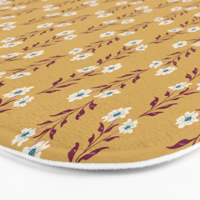 Wild Flowers Vintage Botanical Floral Pattern Bath Mat Gallery Image 3