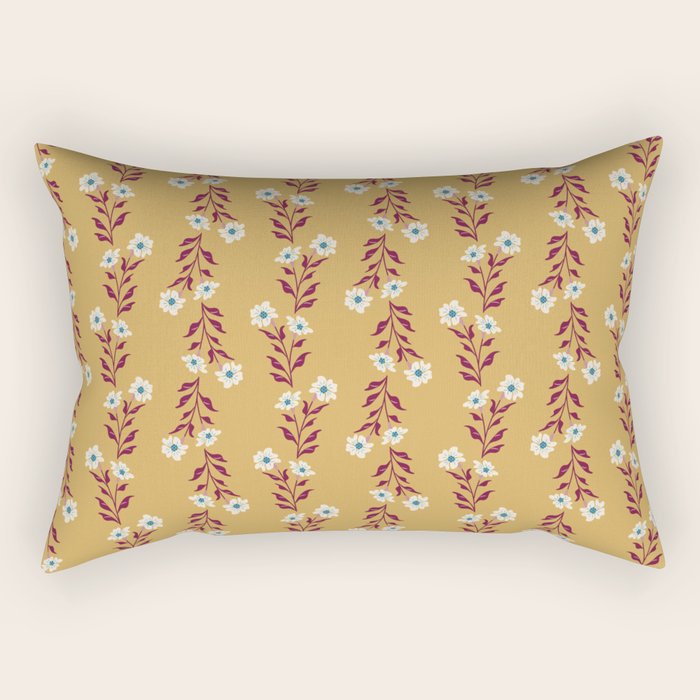 Wild Flowers Vintage Botanical Floral Pattern Rectangular Pillow Gallery Image 1