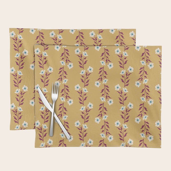 Wild Flowers Vintage Botanical Floral Pattern Placemat Gallery Image 1