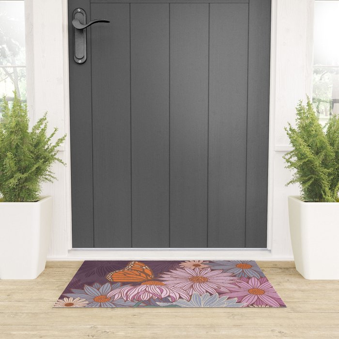Monarch Butterfly and Wildflowers Welcome Mat Gallery Image 3