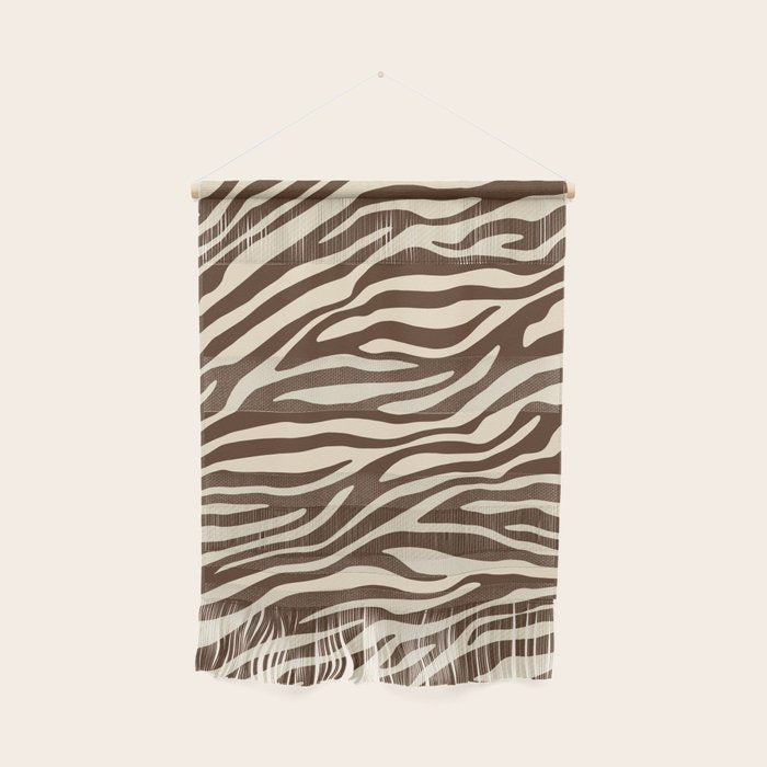 Coffee Brown Zebra Animal Print Wall Hanging Gallery Image 1