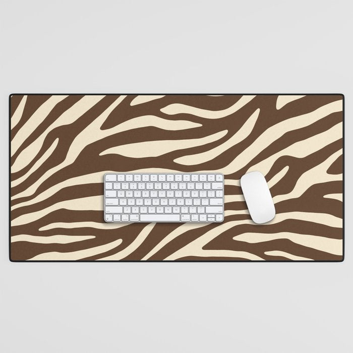 Coffee Brown Zebra Animal Print Desk Mat Gallery Image 1