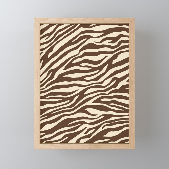 Coffee Brown Zebra Animal Print Mini Art Print Gallery Image 1