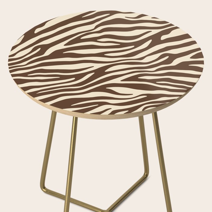 Coffee Brown Zebra Animal Print Side Table Gallery Image 2