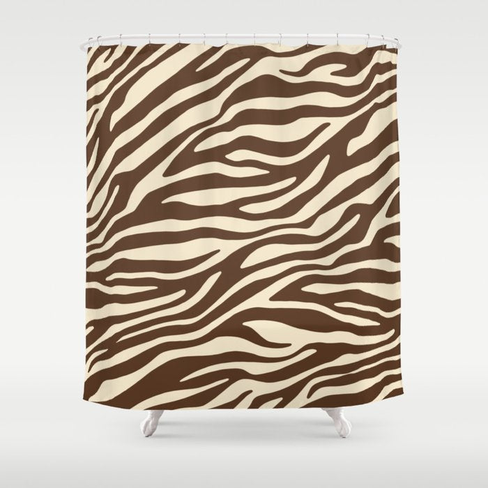 Coffee Brown Zebra Animal Print Shower Curtain Gallery Image 1