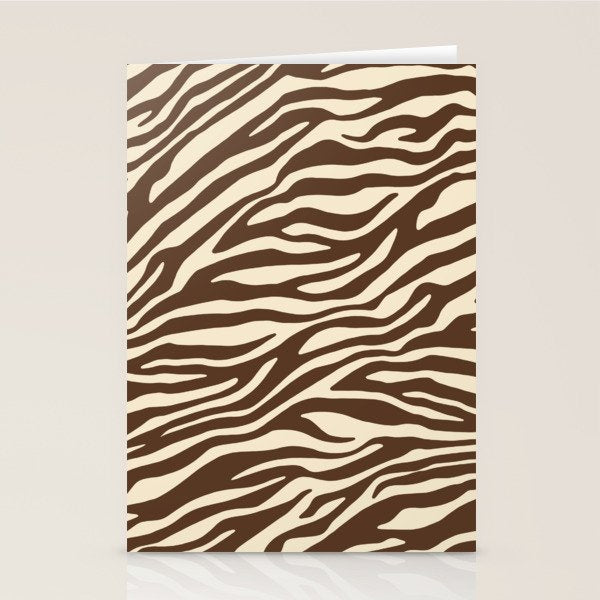 Coffee Brown Zebra Animal Print Stationery Card Gallery Image 2