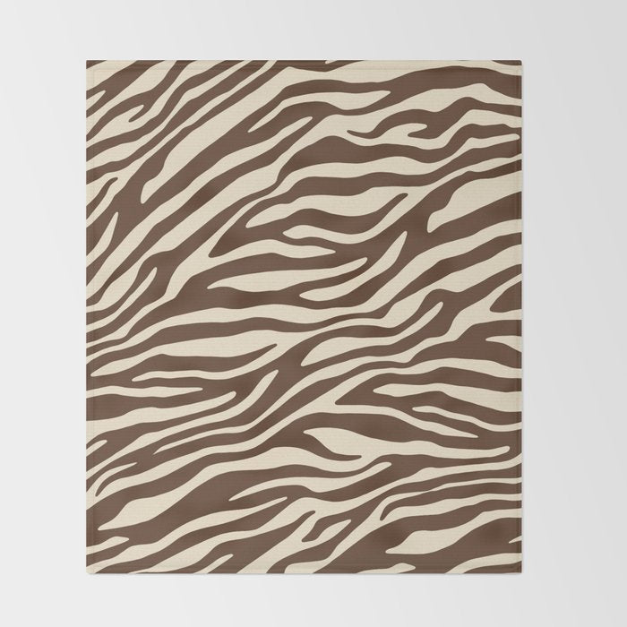 Coffee Brown Zebra Animal Print Throw Blanket Gallery Image 2