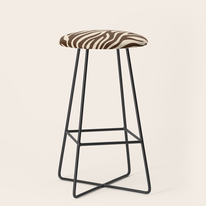 Coffee Brown Zebra Animal Print Stool Gallery Image 1