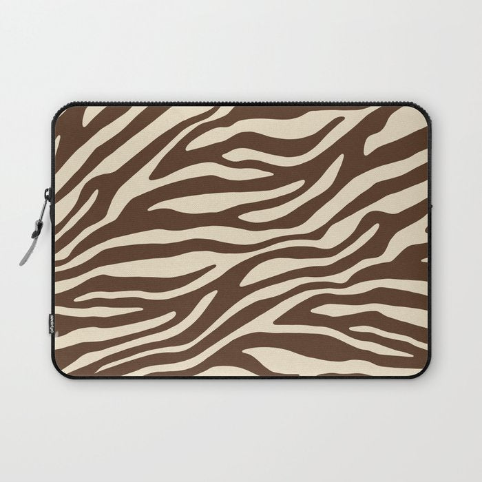 Coffee Brown Zebra Animal Print Laptop Sleeve Gallery Image 1