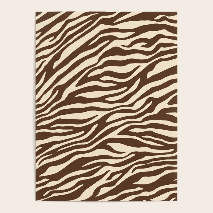 Coffee Brown Zebra Animal Print Poster Gallery Image 1