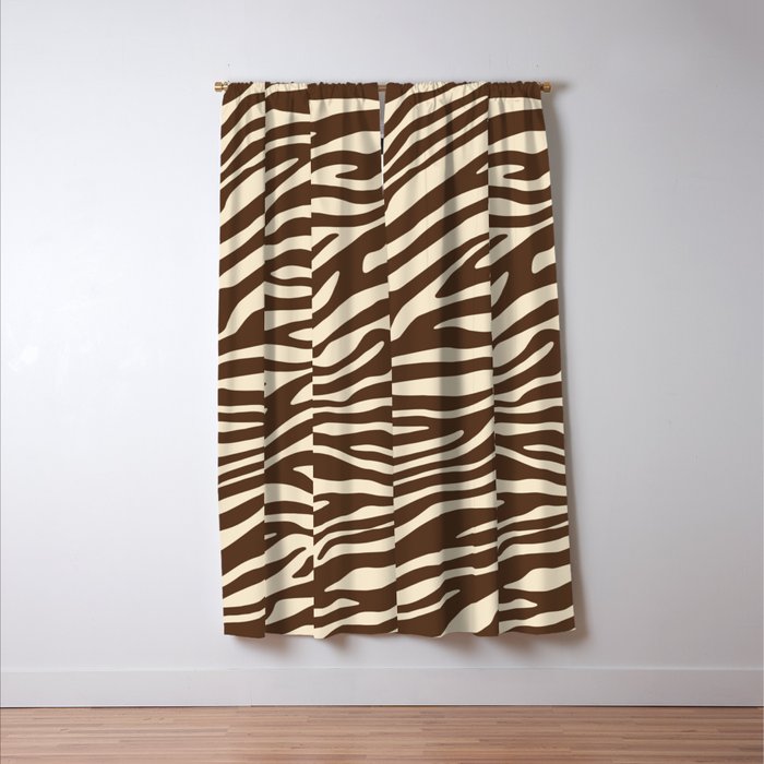 Coffee Brown Zebra Animal Print Window Curtain Gallery Image 3