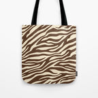 Coffee Brown Zebra Animal Print Tote Bag Gallery Image 1