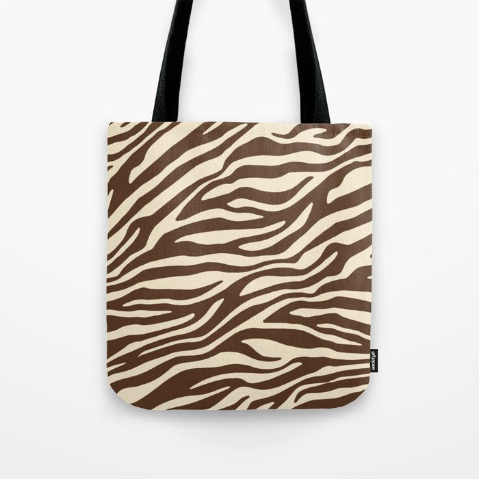 Coffee Brown Zebra Animal Print Tote Bag Gallery Image 1